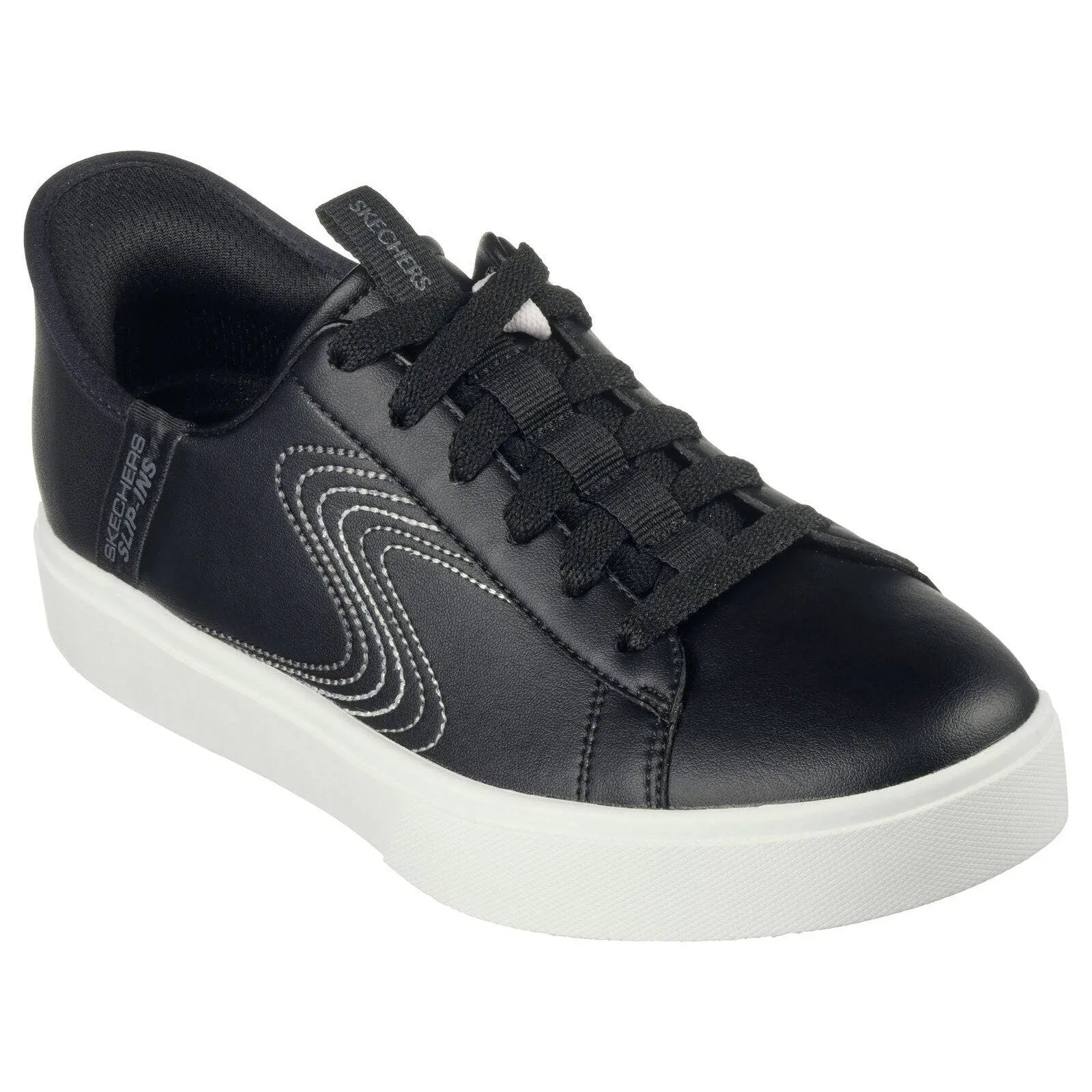 Skechers Slip-ins 185008 Eden Lx Royal Stride Ladies Black Slip On Trainers