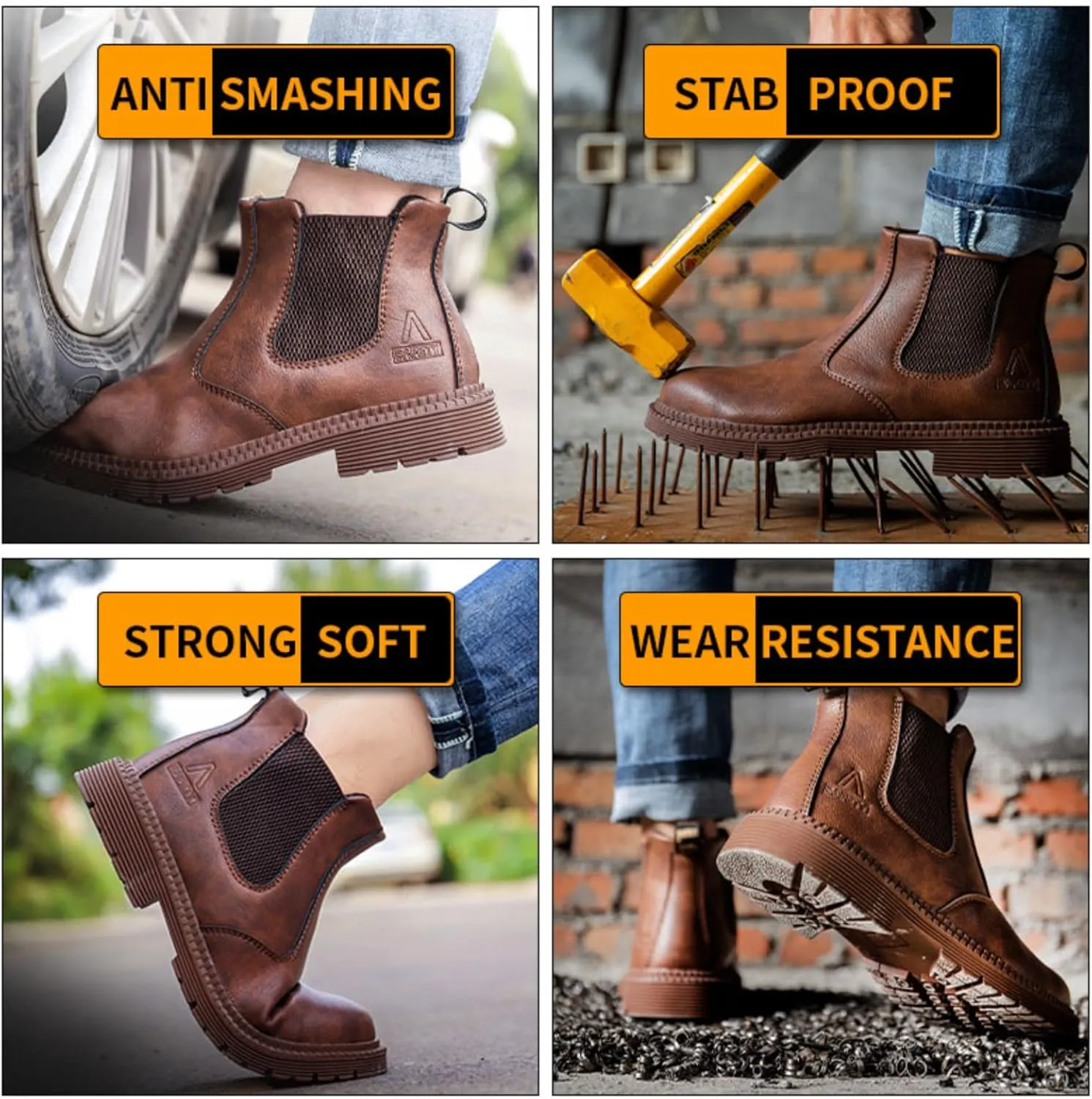 Steel Toe Work Boots for Women Waterproof Lightweight Slip-on Safety Shoes Industrial Construction Outdoor Sneakers