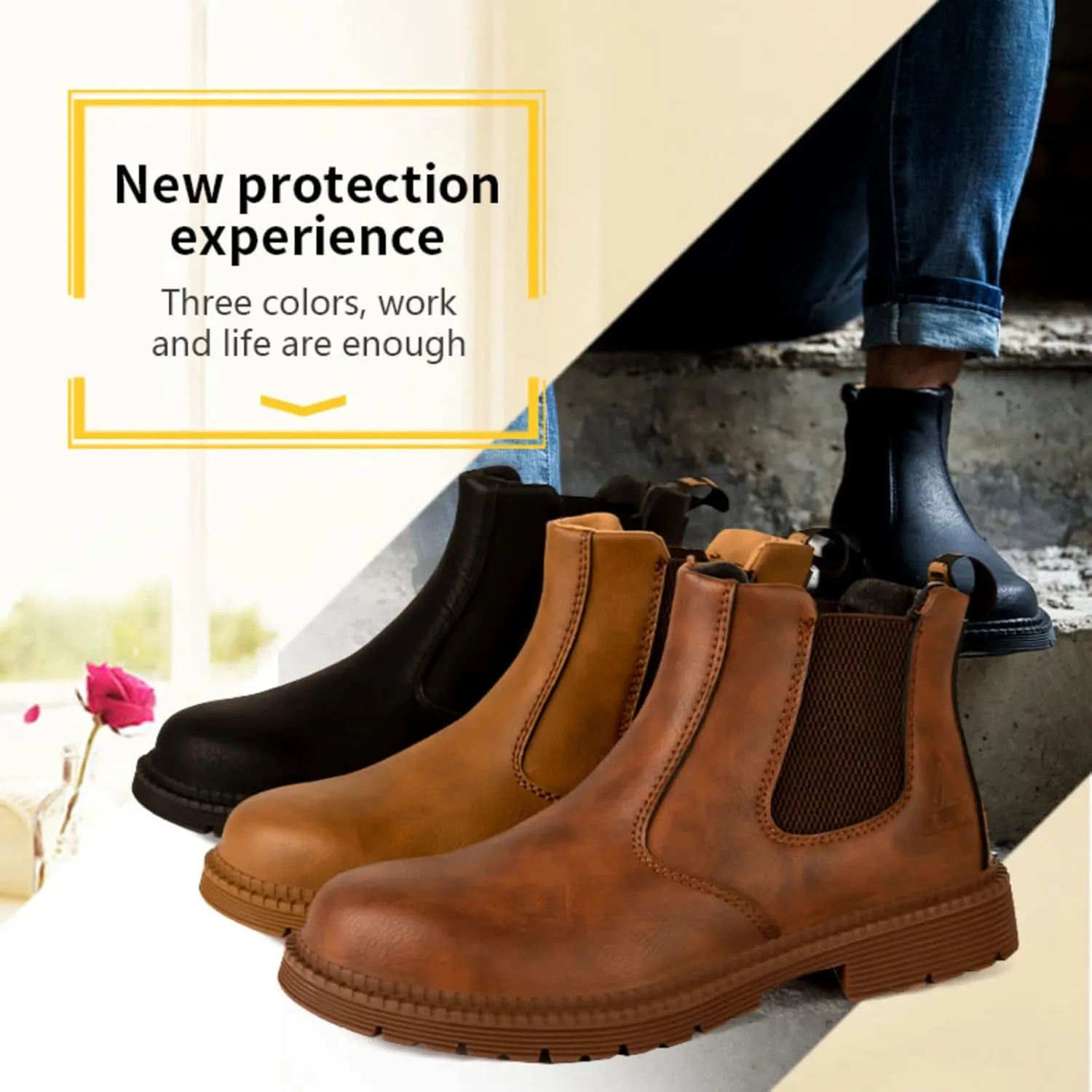 Steel Toe Work Boots for Women Waterproof Lightweight Slip-on Safety Shoes Industrial Construction Outdoor Sneakers