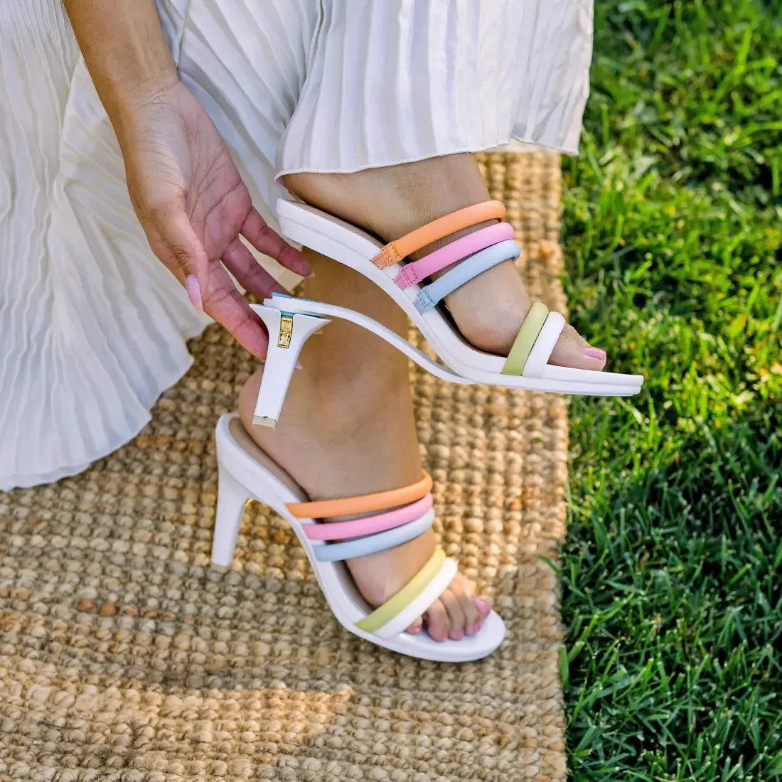 The Slide - White Multi Vegan Leather Rope 4 Block