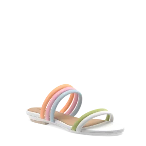 The Slide - White Multi Vegan Leather Rope Flat
