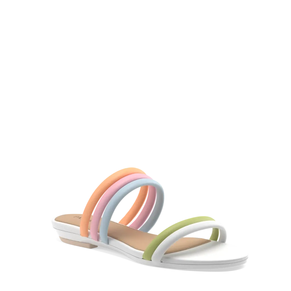 The Slide - White Multi Vegan Leather Rope Flat