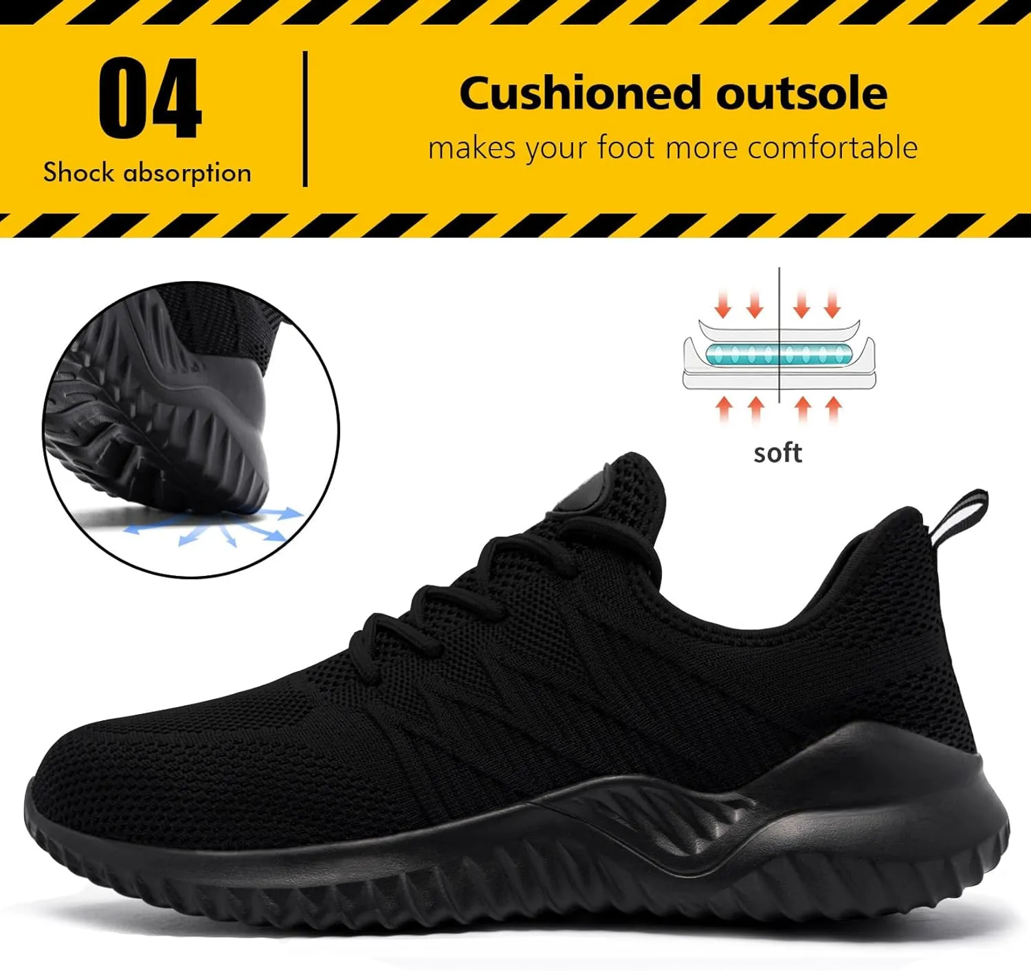 Tinefiy Steel Toe Shoes for Women Lightweight Comfortable Slip Resistant Safety Work Sneakers Cushion Puncture Proof Shoes Indestructible Shoe