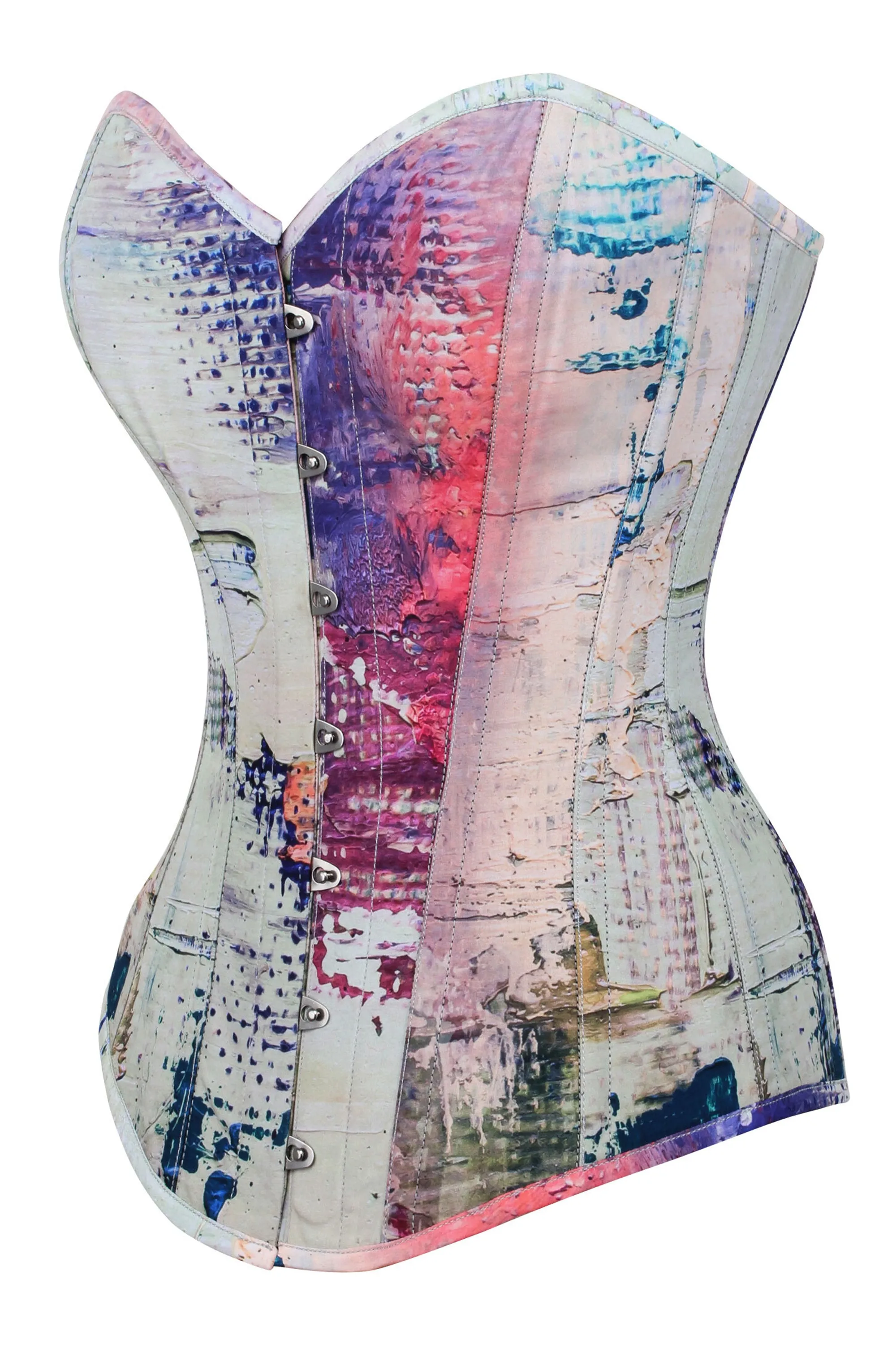Vibrant Purple and Cream Snakeprint Longline Overbust Corset