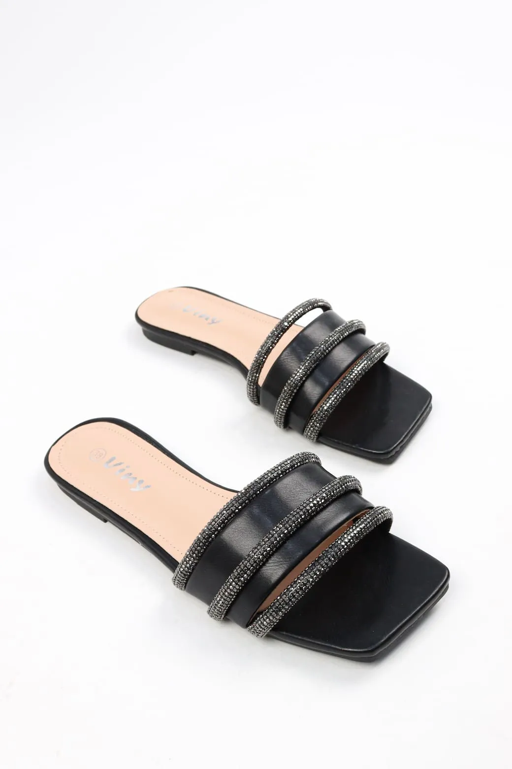 Viny - Women's Thick Diamond Embellished Flats
