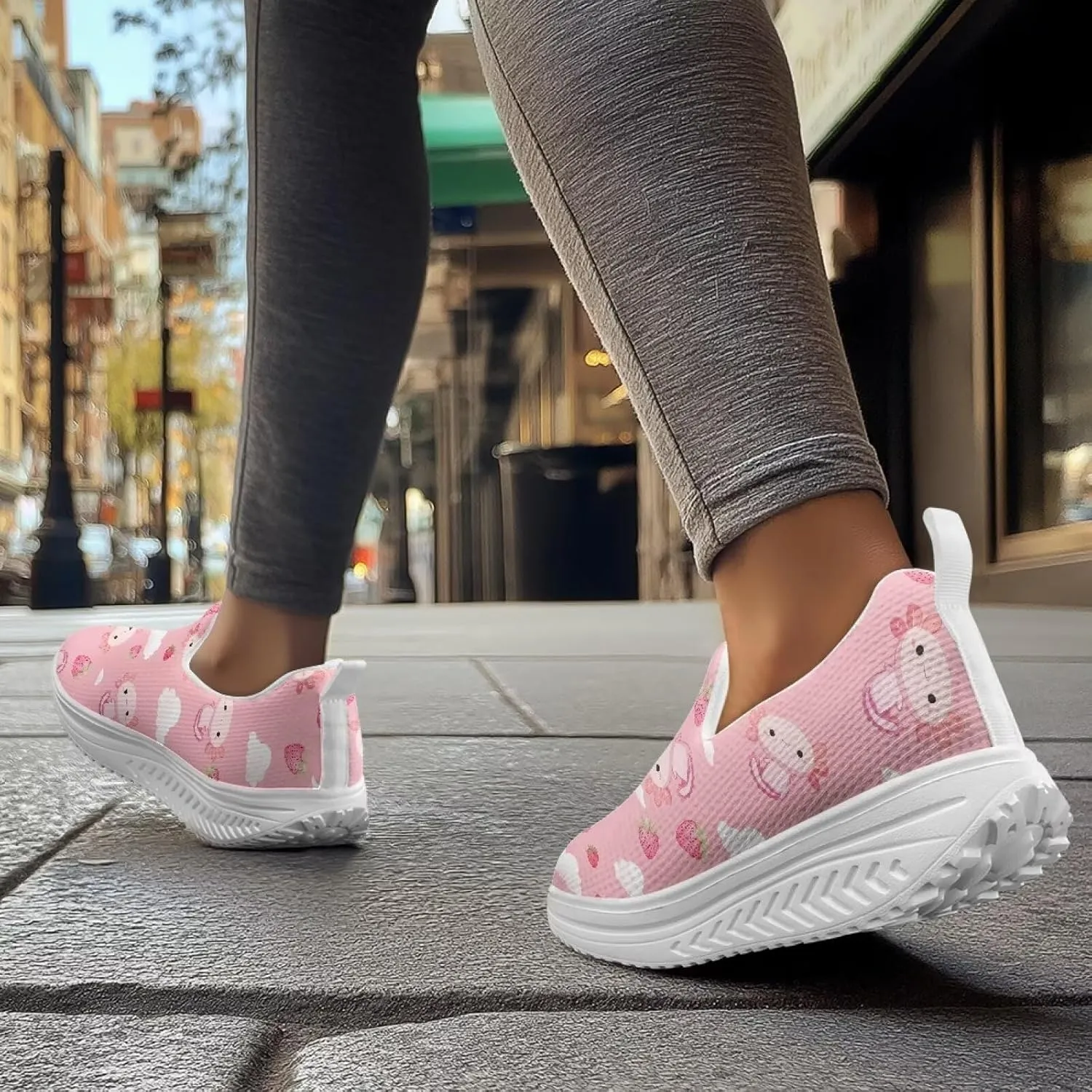 Women Walking Shoes Breathable Cushioned Workout Athletic Sneakers Lightweight Casual House Shoe Size 6-11 White Sole