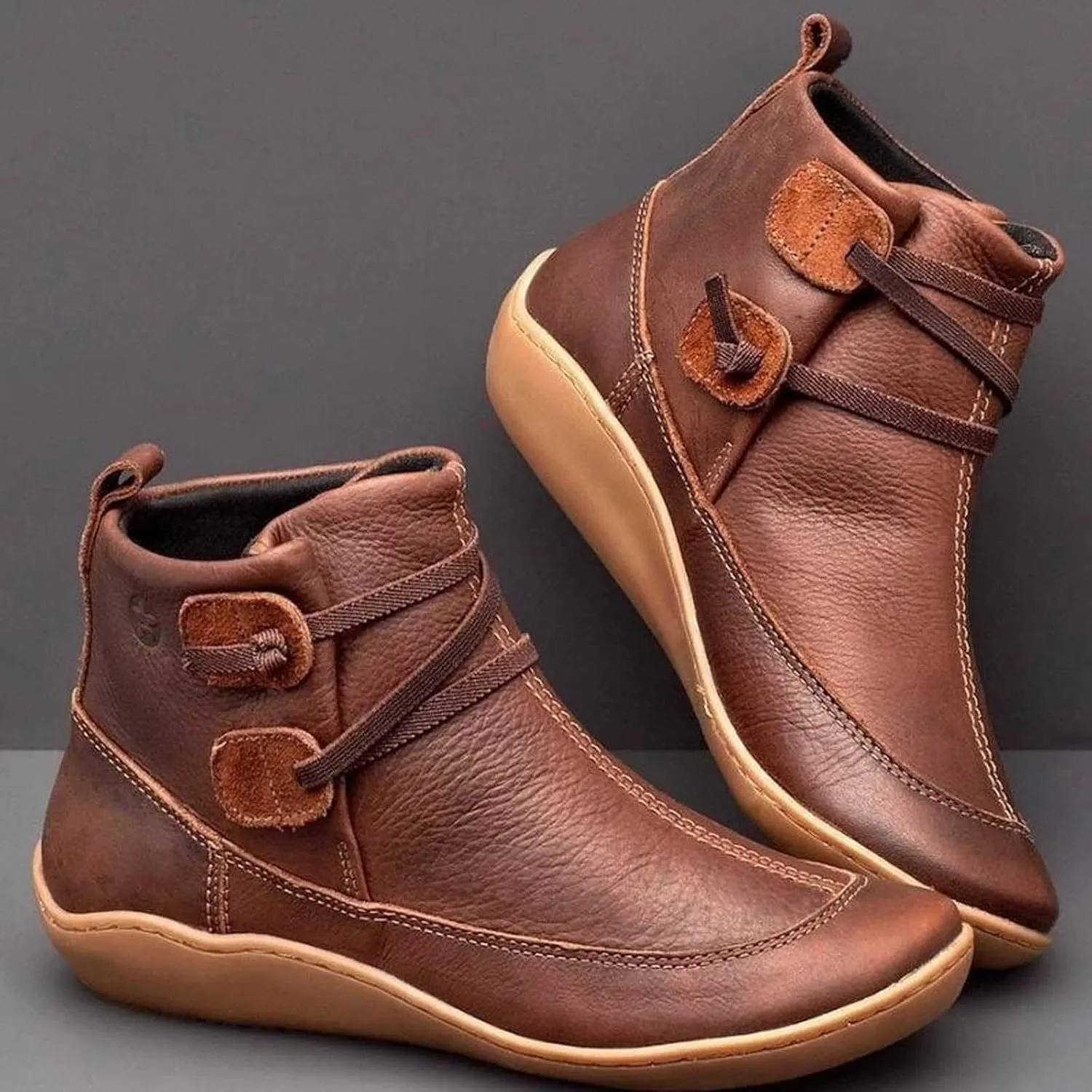 Women's Ankle Boots & Booties Slip On Booties for Women Steel Toe Boots for Women Barefoot Boot Solid Color Comfy Casual Cut Out Chunky Stacked Heel Slip on