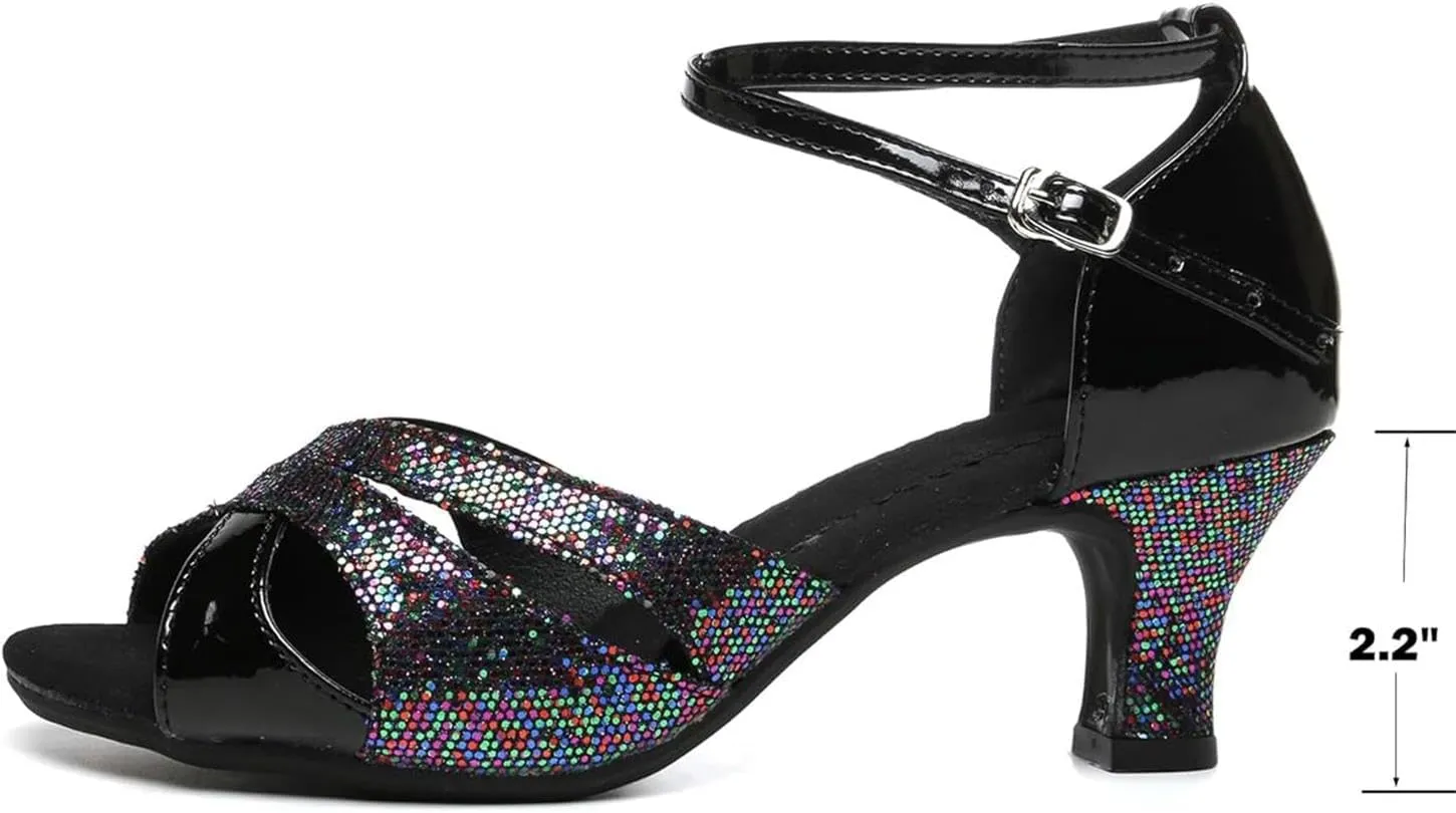 Women's Girls 2.2'' Heel Latin Dance Shoes Ballroom Salsa Tango Practice Performance Dance Shoes