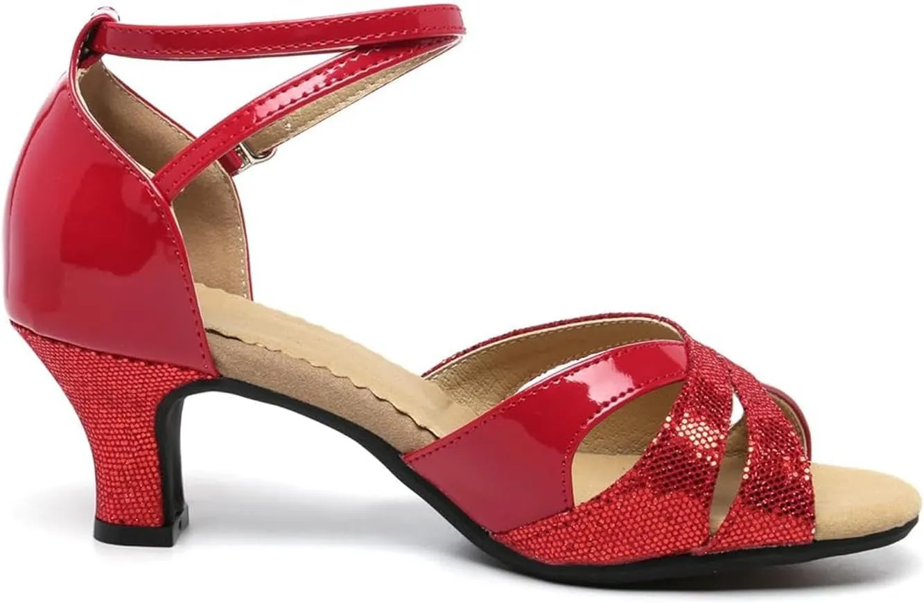 Women's Girls 2.2'' Heel Latin Dance Shoes Ballroom Salsa Tango Practice Performance Dance Shoes