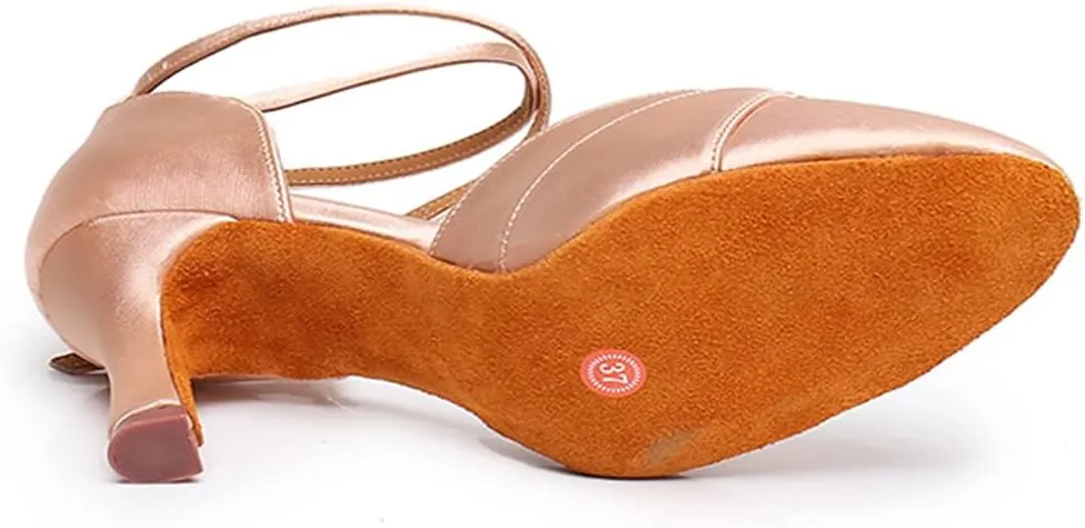Womens Latin Dance Shoes Fashion Satin Ballroom Salsa Closed Toe Dancing Shoes
