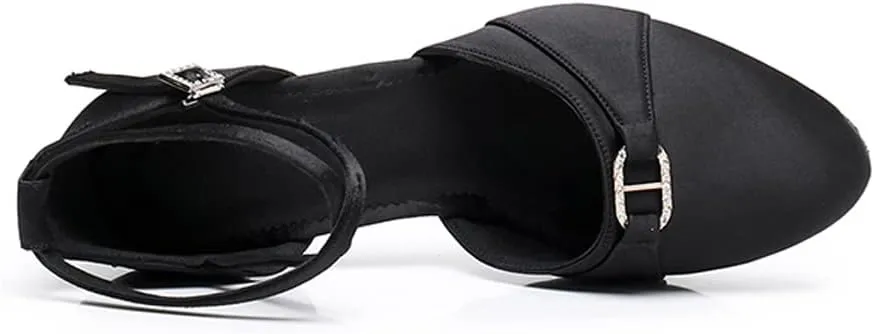 Womens Latin Dance Shoes Fashion Satin Ballroom Salsa Closed Toe Dancing Shoes