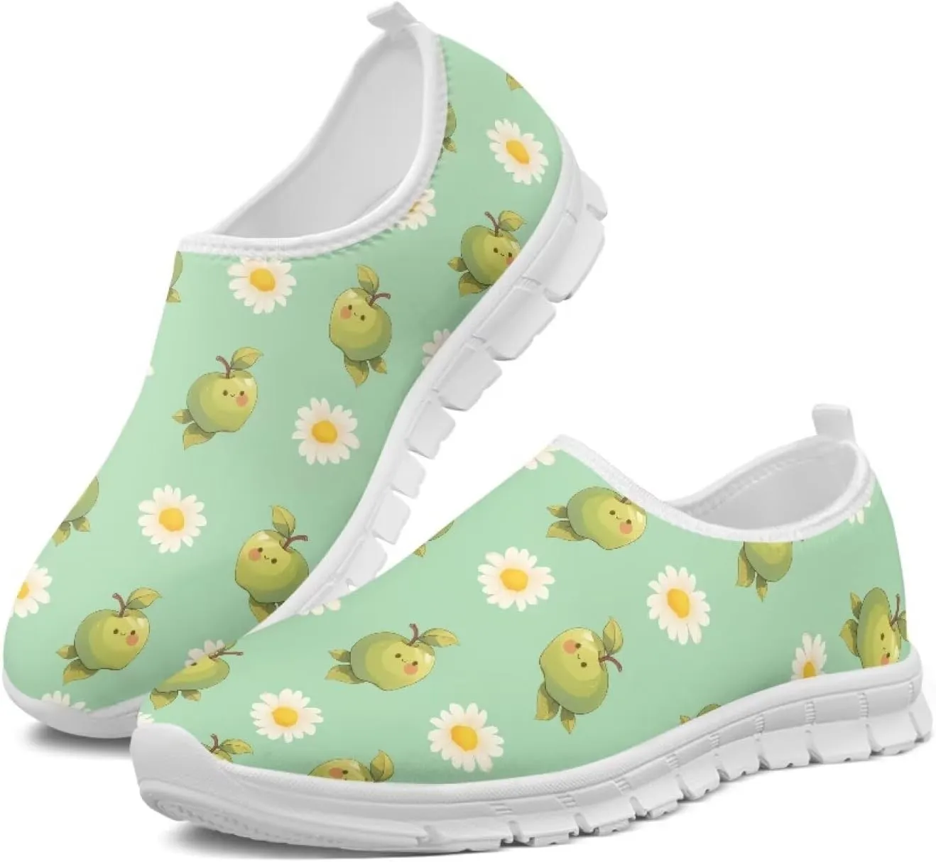 Womens Slip On Sneakers Lightweight Casual Shoes Soft Anti-Slip Tennis Shoes for Gym Travel Size 5.5-11.5 White Sole