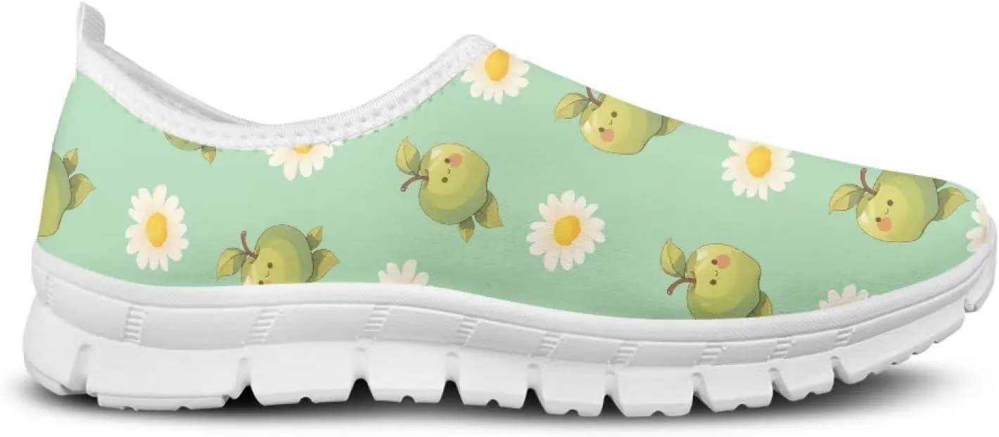 Womens Slip On Sneakers Lightweight Casual Shoes Soft Anti-Slip Tennis Shoes for Gym Travel Size 5.5-11.5 White Sole