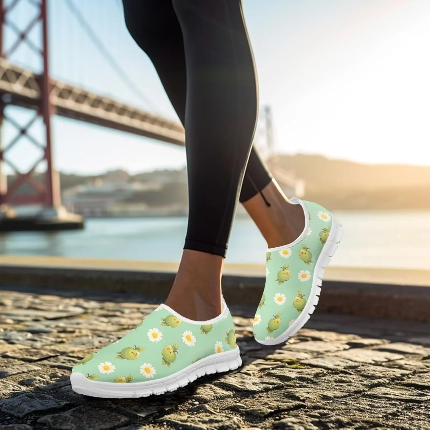 Womens Slip On Sneakers Lightweight Casual Shoes Soft Anti-Slip Tennis Shoes for Gym Travel Size 5.5-11.5 White Sole