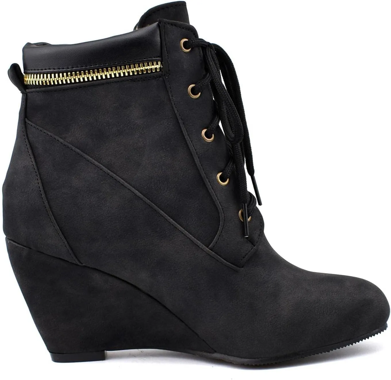 ZBYY Wedge Boots for Women Ankle Booties,Winter Lace up Suede Low Wedges Ankle Boots Comfortable Oxford Shoes Booties